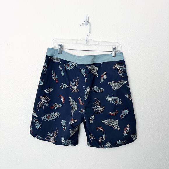 [Patagonia] Tidepool Blue Clean Currents Men's Wavefarer Boardshorts Surf Sz 32 - Picture 2 of 12